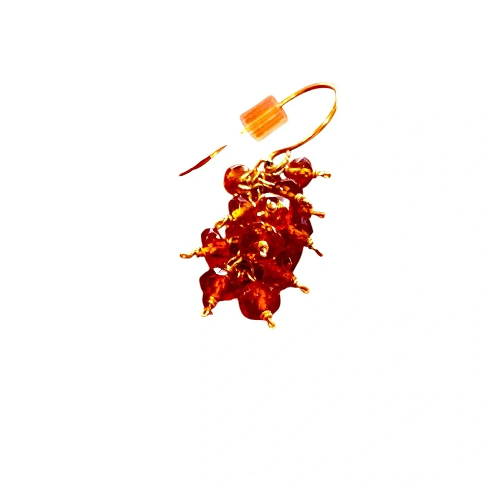 Vintage Gold and Amber Cluster Earrings. Excellent condition.